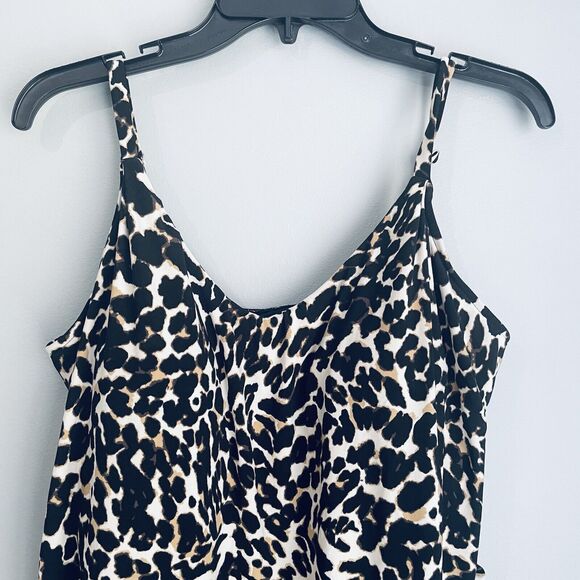 Trimshaper One Piece Swimsuit Size 14 Black Leopard Slimming Rouching Bra Cups - Picture 2 of 12